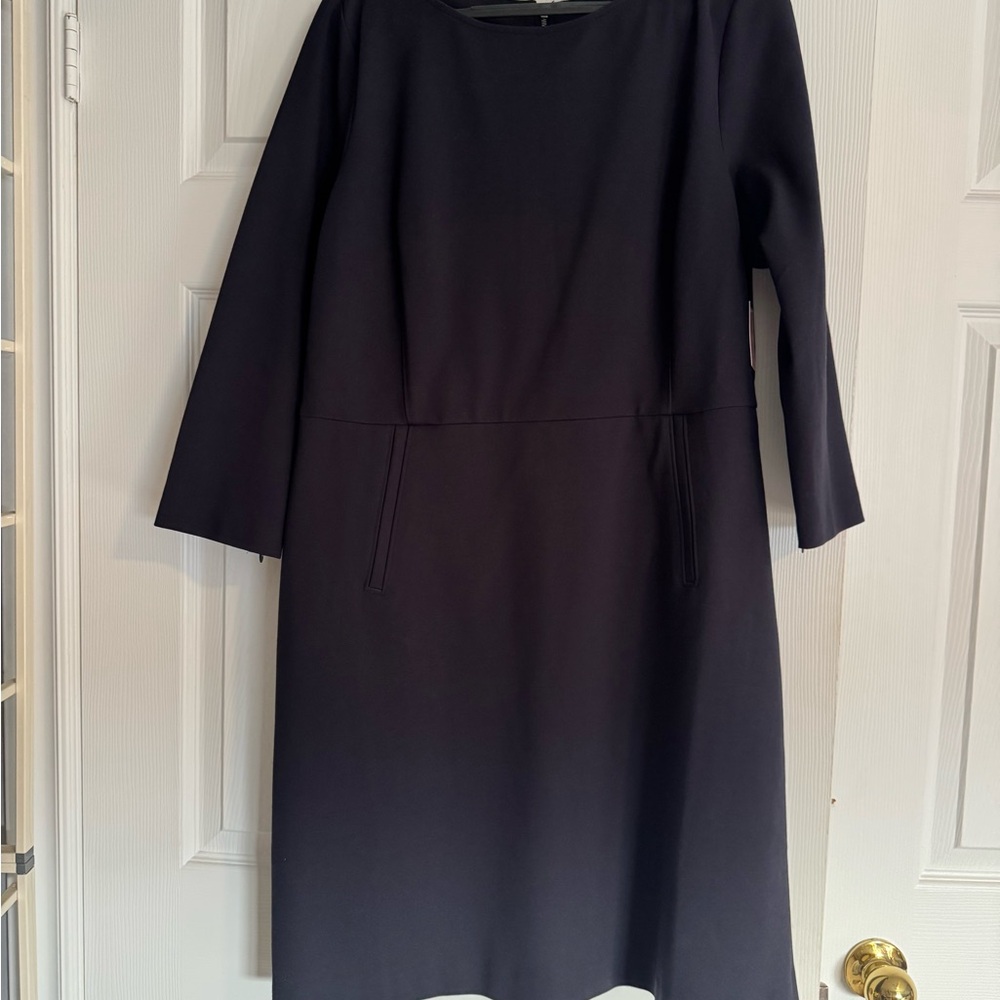 SPANX Blue Sheath Dress 3/4 Sleeve Scoop Neck